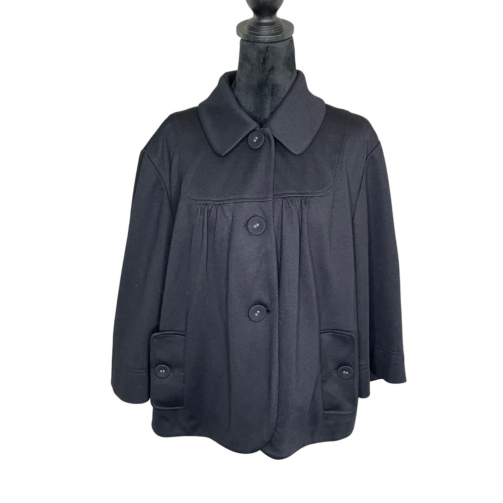 Sandro Sportswear Cropped Lined Button Front Swing Jacket Women's Black Size‎ 1X